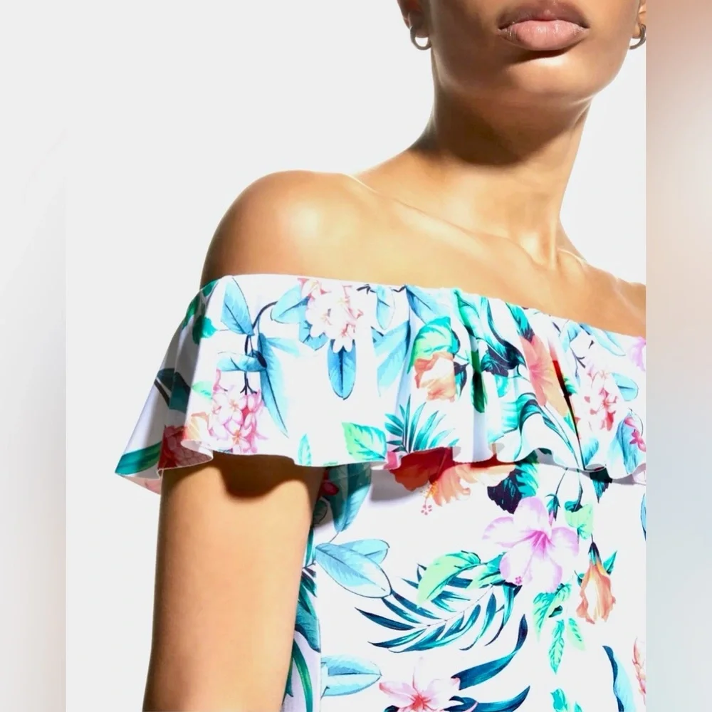 NWOT TOMMY BAHAMA Tropi Calling Off the Shoulder White Cover-up Dress Size M